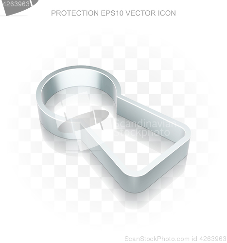 Image of Privacy icon: Flat metallic 3d Keyhole, transparent shadow, EPS 10 vector.