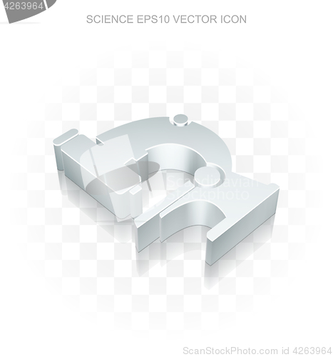 Image of Science icon: Flat metallic 3d Microscope, transparent shadow, EPS 10 vector.