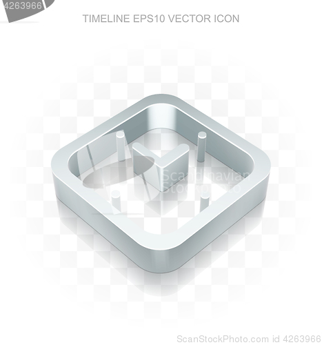 Image of Timeline icon: Flat metallic 3d Watch, transparent shadow, EPS 10 vector.