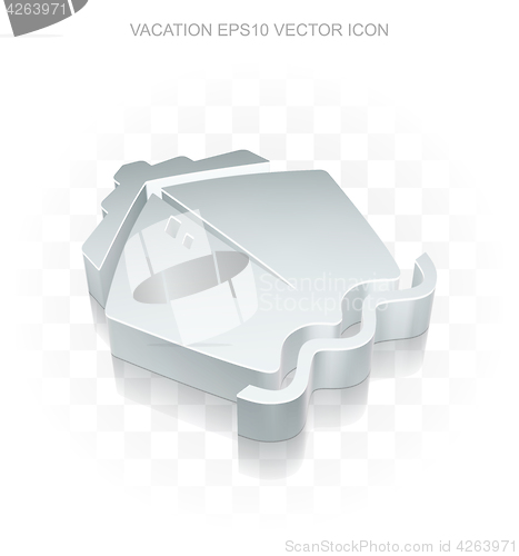 Image of Travel icon: Flat metallic 3d Ship, transparent shadow, EPS 10 vector.
