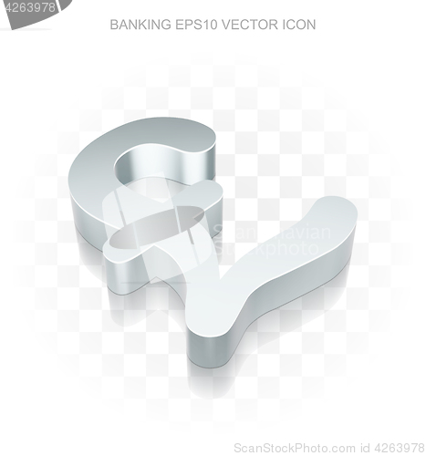 Image of Currency icon: Flat metallic 3d Pound, transparent shadow, EPS 10 vector.