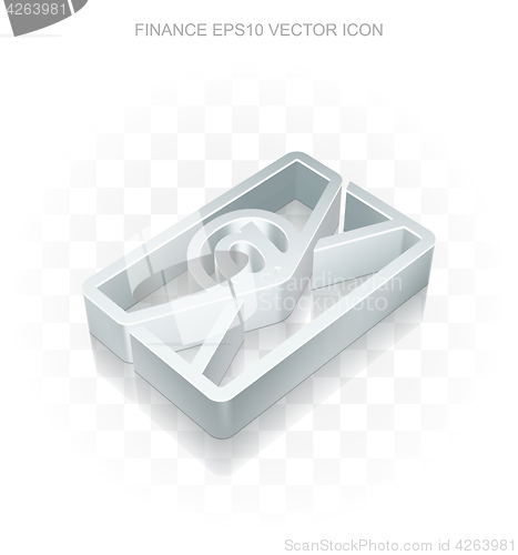 Image of Finance icon: Flat metallic 3d Email, transparent shadow, EPS 10 vector.