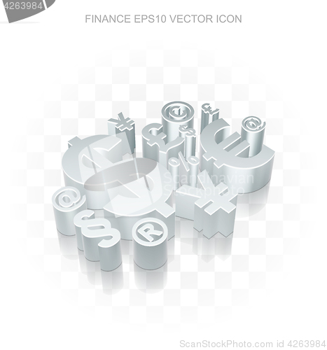 Image of Business icon: Flat metallic 3d Finance Symbol, transparent shadow, EPS 10 vector.