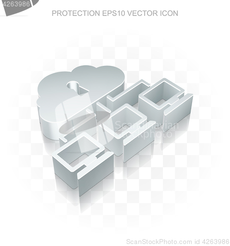 Image of Safety icon: Flat metallic 3d Cloud Network, transparent shadow, EPS 10 vector.