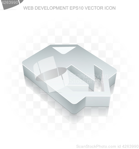 Image of Web design icon: Flat metallic 3d Download, transparent shadow, EPS 10 vector.