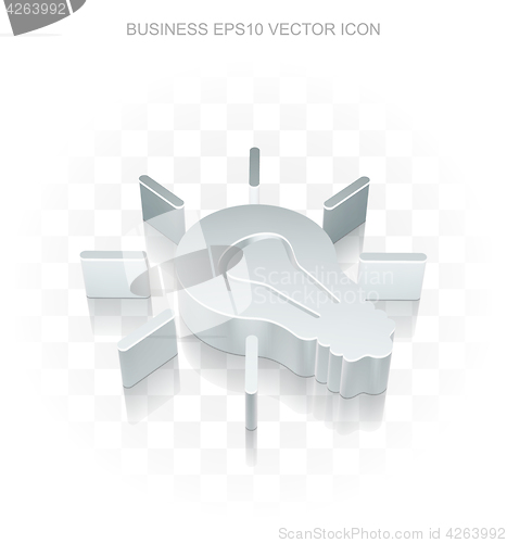 Image of Finance icon: Flat metallic 3d Light Bulb, transparent shadow. EPS 10 vector.