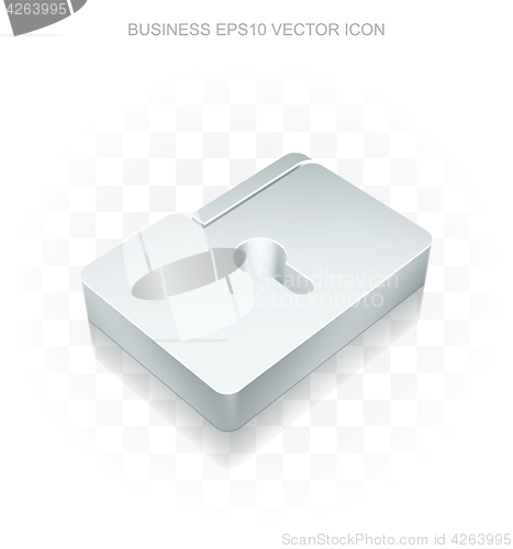 Image of Finance icon: Flat metallic 3d Folder With Keyhole, transparent shadow, EPS 10 vector.