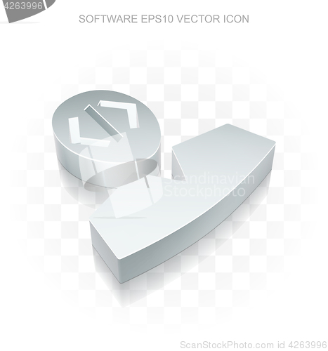 Image of Software icon: Flat metallic 3d Programmer With Cloud, transparent shadow EPS 10 vector.