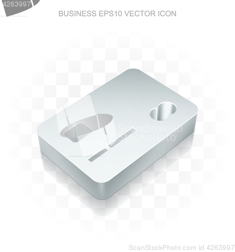 Image of Finance icon: Flat metallic 3d Credit Card, transparent shadow, EPS 10 vector.