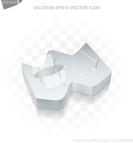 Image of Travel icon: Flat metallic 3d Map, transparent shadow, EPS 10 vector.
