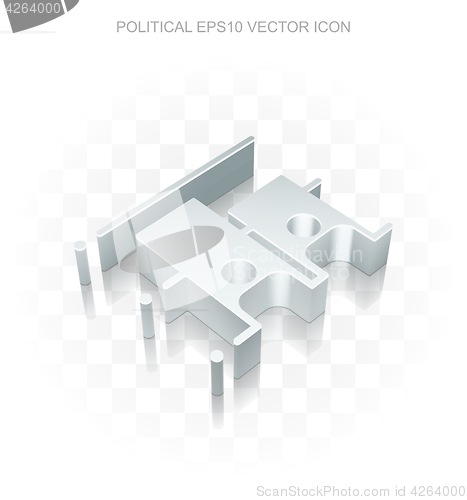 Image of Politics icon: Flat metallic 3d Election, transparent shadow, EPS 10 vector.