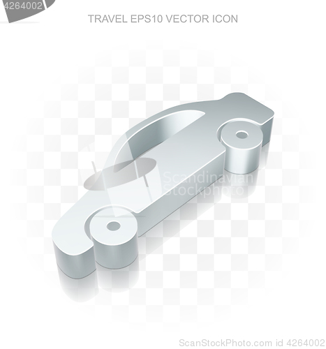 Image of Travel icon: Flat metallic 3d Car, transparent shadow EPS 10 vector.