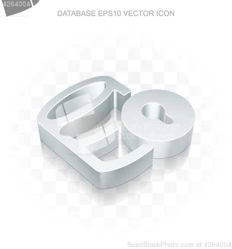 Image of Software icon: Flat metallic 3d Database With Lock, transparent shadow EPS 10 vector.
