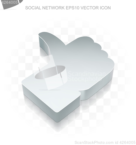 Image of Social media icon: Flat metallic 3d Thumb Up, transparent shadow EPS 10 vector.