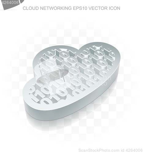 Image of Flat metallic cloud technology 3dCloud With Code icon, vector illustration.