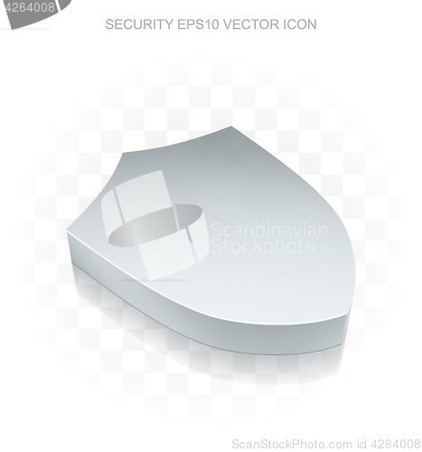 Image of Protection icon: Flat metallic 3d Shield, transparent shadow on light background, EPS 10 vector illustration.