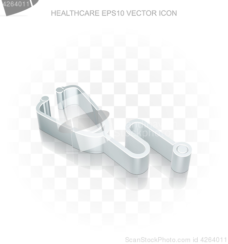 Image of Medicine icon: Flat metallic 3d Stethoscope, transparent shadow, EPS 10 vector.