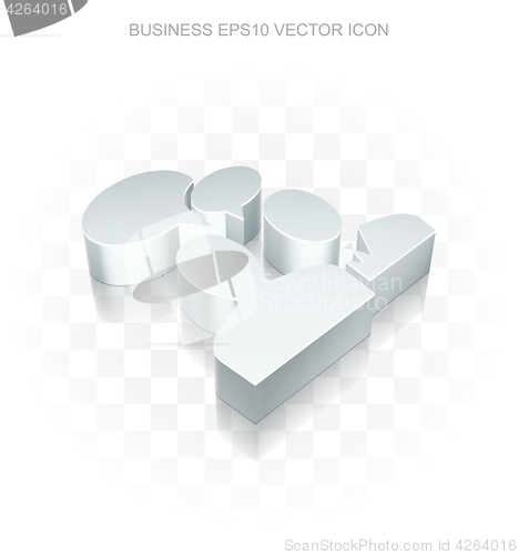 Image of Finance icon: Flat metallic 3d Business Meeting, transparent shadow. EPS 10 vector.