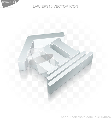 Image of Law icon: Flat metallic 3d Courthouse, transparent shadow, EPS 10 vector.