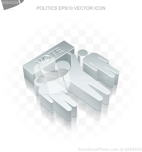 Image of Politics icon: Flat metallic 3d Election, transparent shadow, EPS 10 vector.