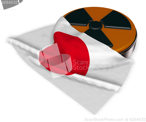 Image of nuclear symbol and flag of japan on white background - 3d illustration