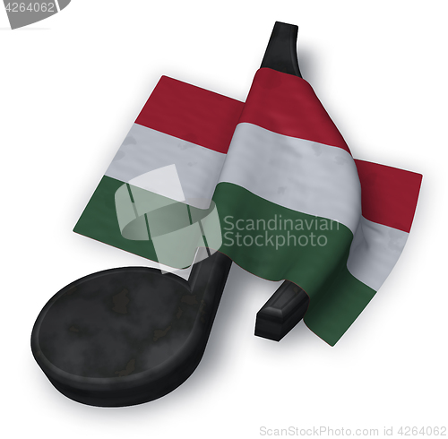 Image of music note symbol symbol and hungarian flag - 3d rendering