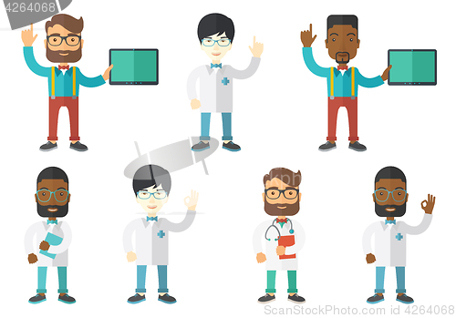 Image of Vector set of doctor characters and patients.