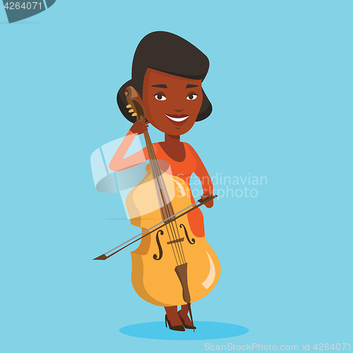 Image of Woman playing cello vector illustration.