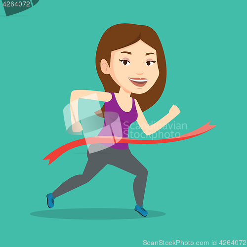 Image of Athlete crossing finish line vector illustration.