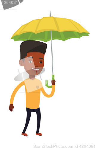 Image of Businessman insurance agent with umbrella.