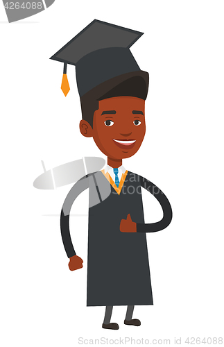 Image of Graduate giving thumb up vector illustration.