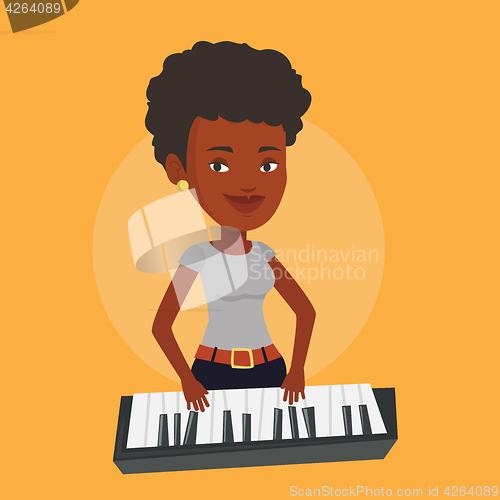 Image of Woman playing piano vector illustration.