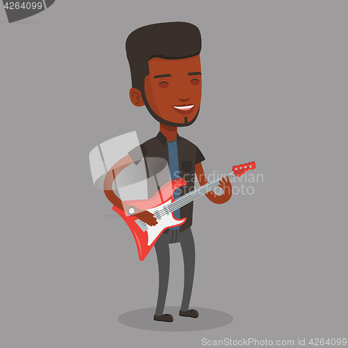 Image of Man playing electric guitar vector illustration.