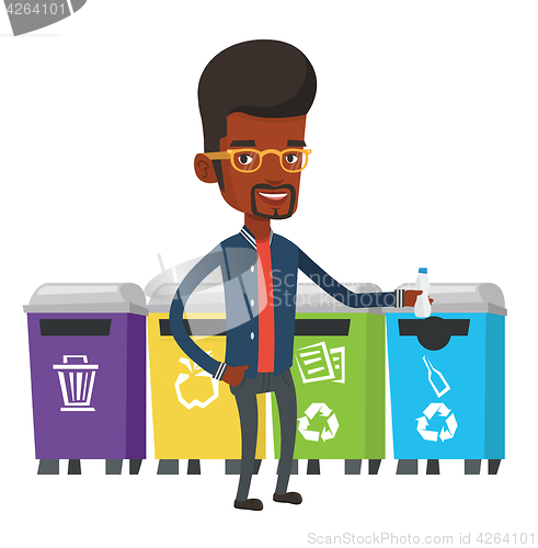 Image of Man throwing away plastic bottle.
