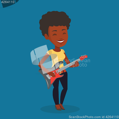 Image of Woman playing electric guitar vector illustration.