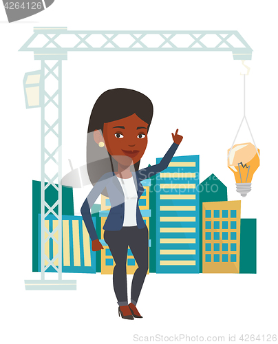 Image of Woman having business idea vector illustration.