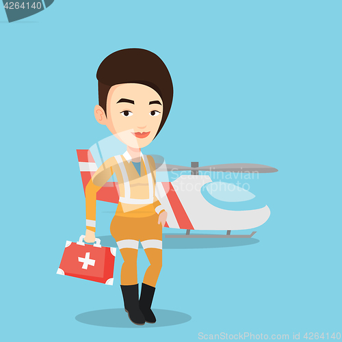 Image of Doctor of air ambulance vector illustration.