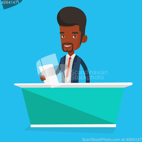 Image of Television anchorman at studio vector illustration