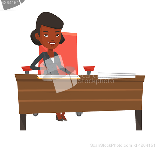 Image of Signing of business contract vector illustration.