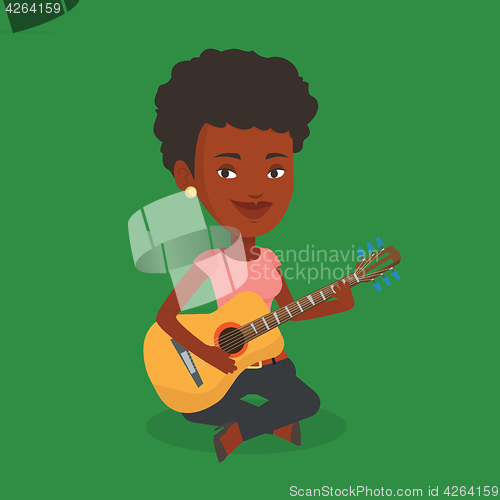 Image of Woman playing acoustic guitar vector illustration.