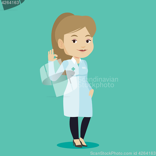 Image of Doctor showing ok sign vector illustration.