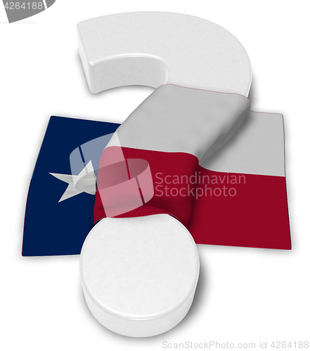 Image of question mark and flag of texas - 3d illustration
