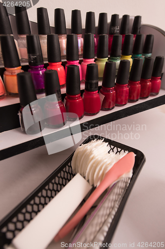 Image of Set of different bottles of nail polish