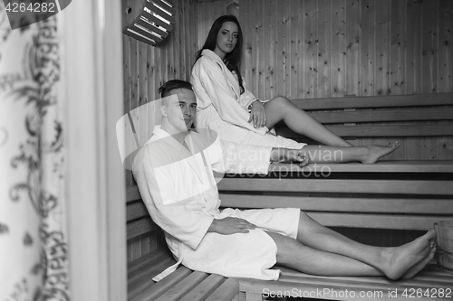 Image of couple relaxing in the sauna