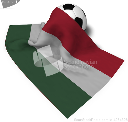 Image of soccer ball and flag of hungary - 3d rendering