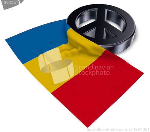 Image of peace symbol and flag of romania - 3d rendering