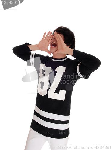 Image of Young Asian man shouting.