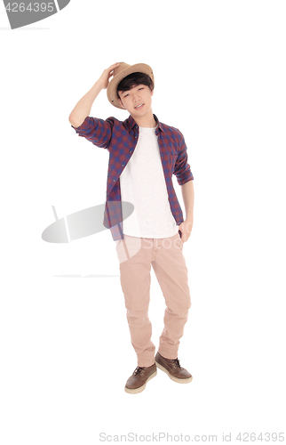 Image of Handsome Asian man with hat.