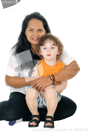 Image of Nanny hugging the little boy.  