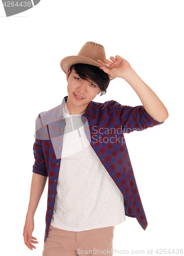 Image of Handsome Asian man with hat.